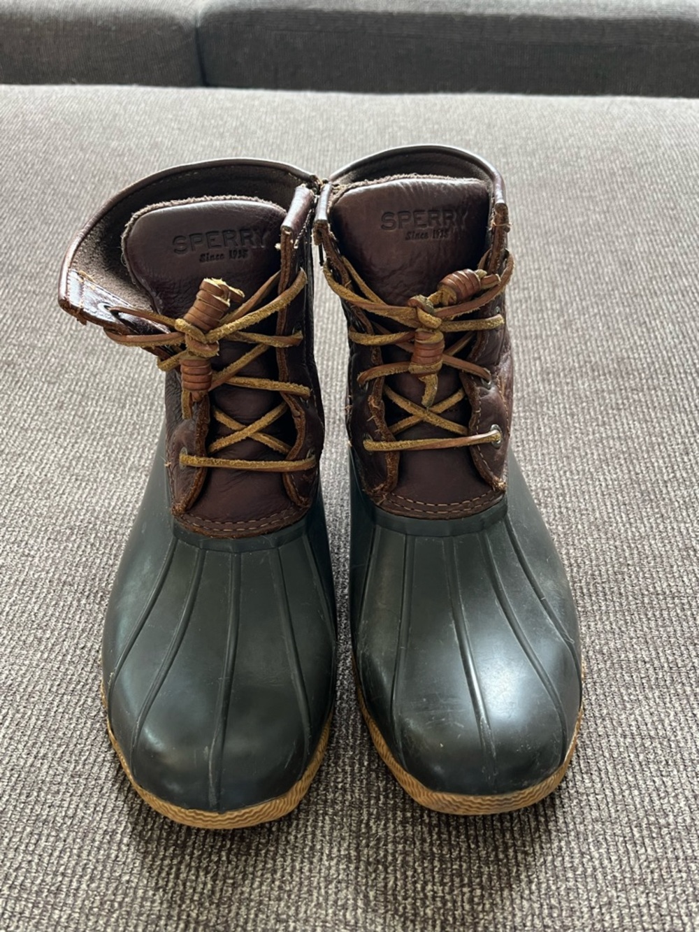 Sperry Brown Leather Rubber Duck Boots